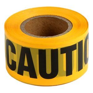 Yellow CAUTION Barricade Tape, 3" Wide Single Pack One Roll Construction Ready